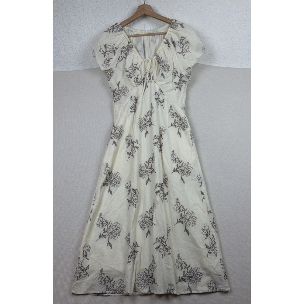 NWT Rc-Dailyart Women's Babydoll Floral Embroidery‎ Midi Dress Size M Romantic
